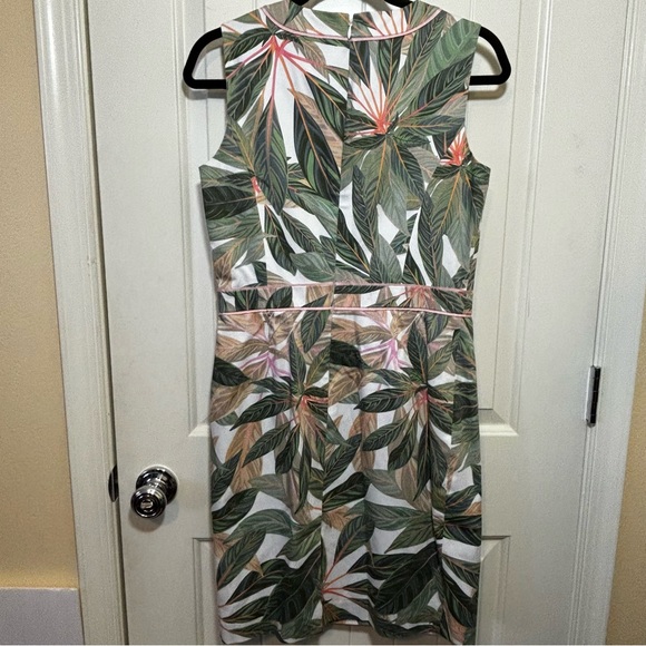 BROOKS BROTHERS Summer Tropical Palms Print Cotton Sheath Dress 6 Impeccable D0 - Picture 7 of 10